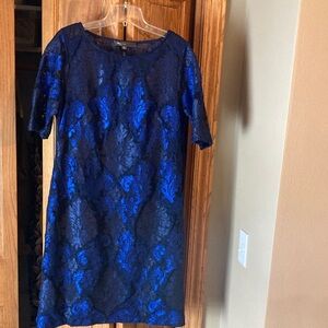 Donna Ricco Royal Blue Lace Midi Dress